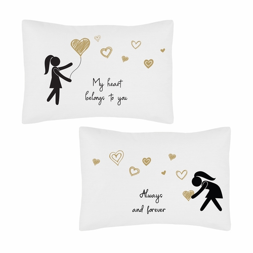 Hers and Hers Collection Pillow Sham Covers - 2 Pack Set