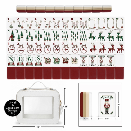 Holiday Red Christmas Collection American Mahjong Tile Set (160pc)