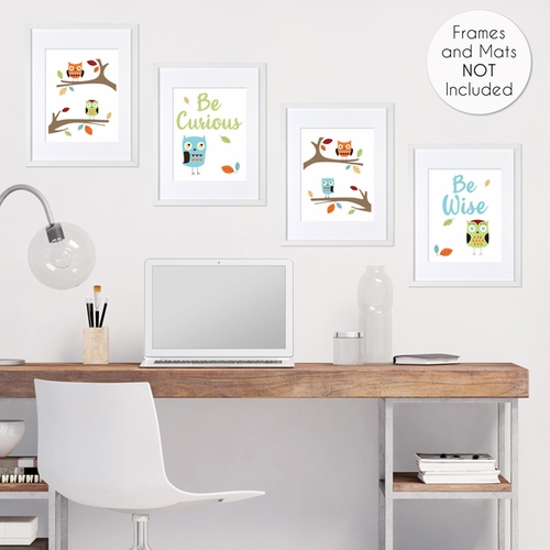 Hooty Turquoise and Lime Collection Wall Art Prints - Set of 4 - alt image 3