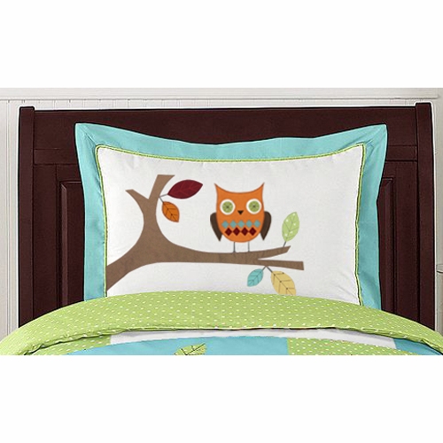 Hooty Turquoise and Lime Toddler Bedding Collection - alt image 1
