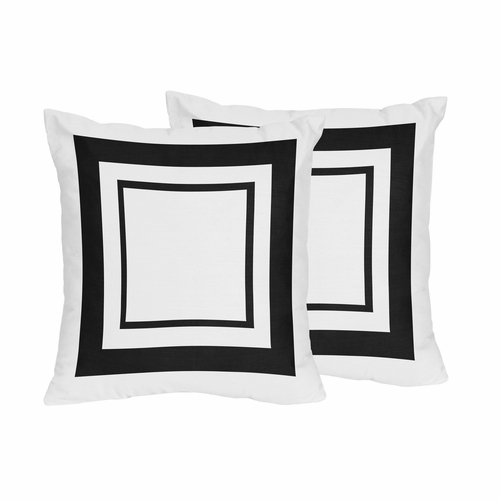 Hotel White and Black Collection Decorative Accent Throw Pillows - Set of 2
