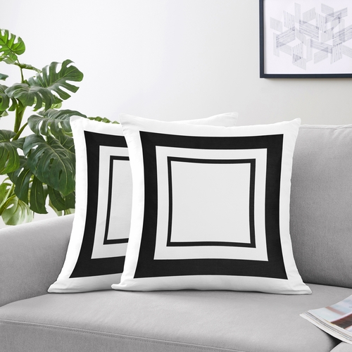 Hotel White and Black Collection Decorative Accent Throw Pillows - Set of 2 - alt image 1