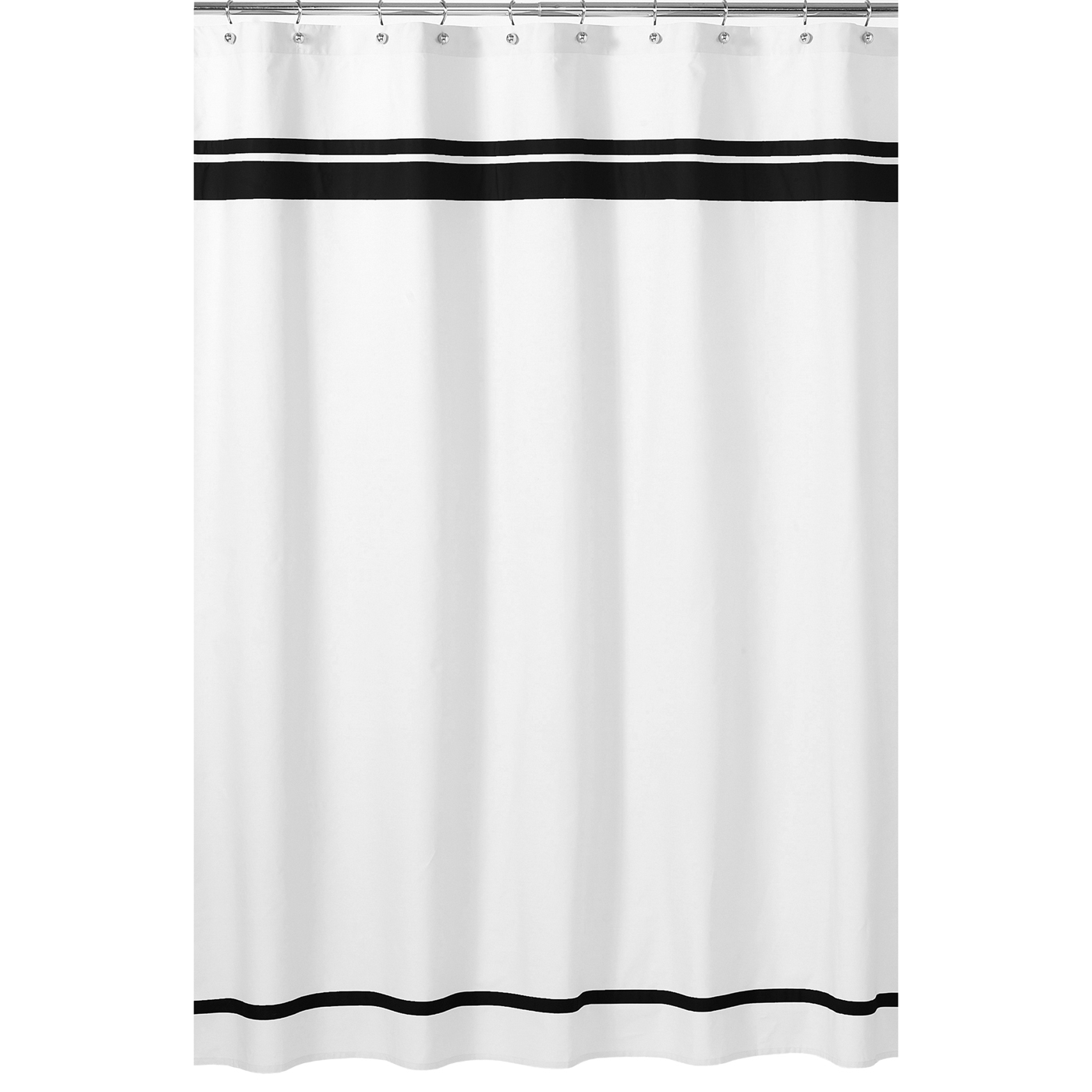 Hotel White and Black Shower Curtain