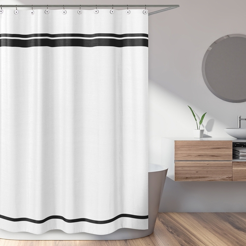 Hotel White and Black Shower Curtain - alt image 1