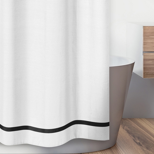 Hotel White and Black Shower Curtain - alt image 2