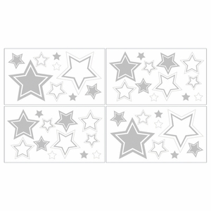 Hotel White and Gray Collection Peel and Stick Wall Decal Stickers - Set of 4 Sheets