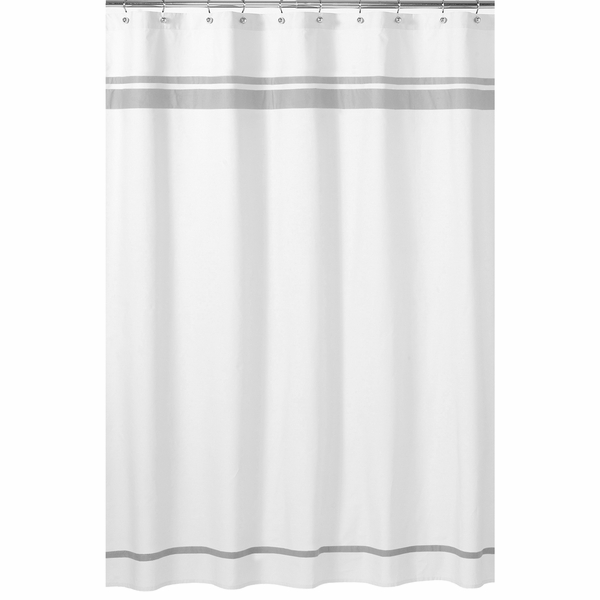 Hotel White and Gray Shower Curtain