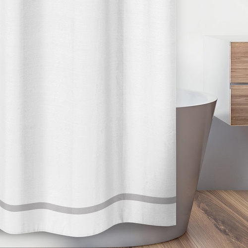 Hotel White and Gray Shower Curtain - alt image 2