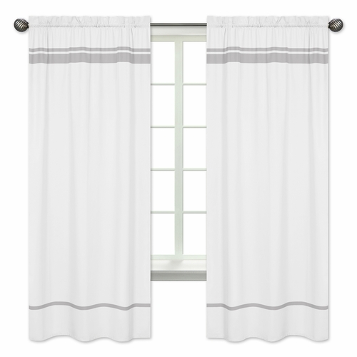 Hotel White and Gray Window Panels - Set of 2