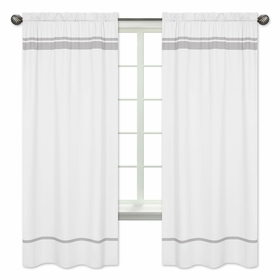 Hotel White and Gray Window Panels - Set of 2