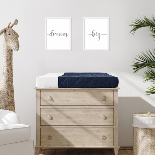 Hotel White and Navy Changing Pad Cover - alt image 1