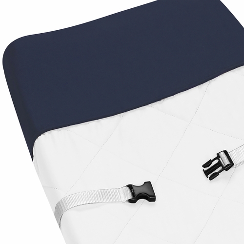 Hotel White and Navy Changing Pad Cover - alt image 3