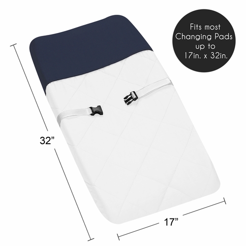 Hotel White and Navy Changing Pad Cover - alt image 4