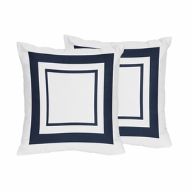 Hotel White and Navy Collection Decorative Accent Throw Pillows - Set of 2