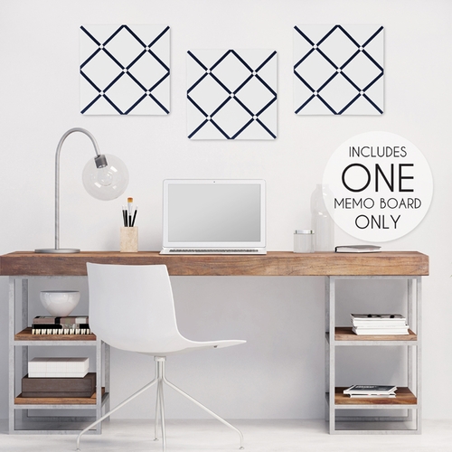 Hotel White and Navy  Fabric Memo Board - alt image 1