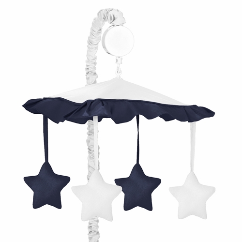 Hotel White and Navy Musical Mobile