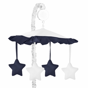 Hotel White and Navy Musical Mobile