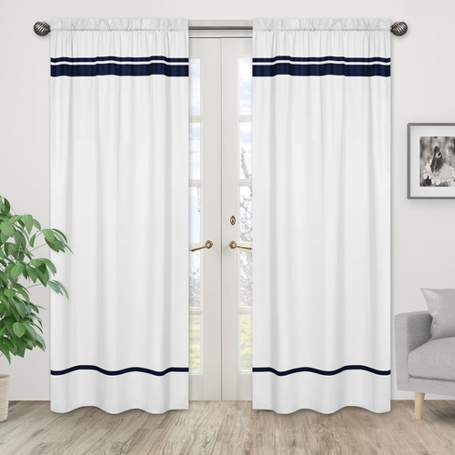 Hotel White and Navy Window Panels - Set of 2 - alt image 1