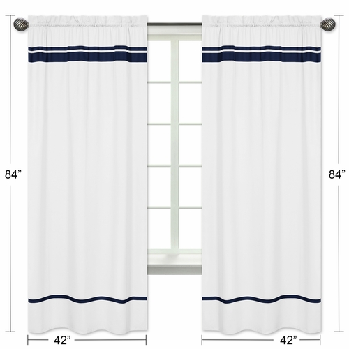 Hotel White and Navy Window Panels - Set of 2 - alt image 4