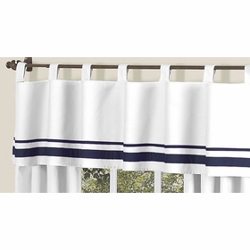 Hotel White and Navy Window Valance