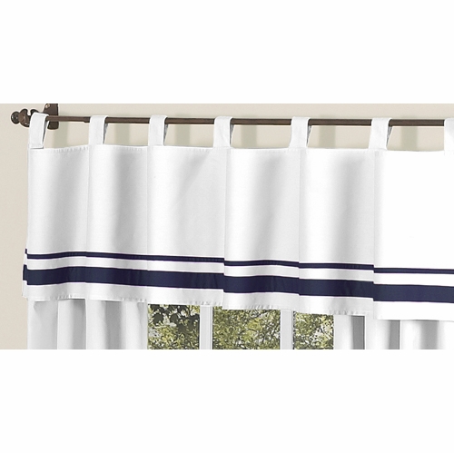 Hotel White and Navy Window Valance