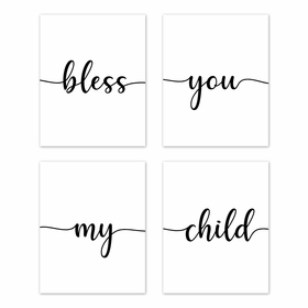 Inspirational Quote Collection  Wall Art Prints - Set of 4 - Bless You