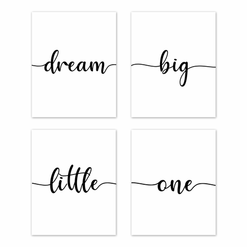 Inspirational Quote Collection  Wall Art Prints - Set of 4 - Dream Big