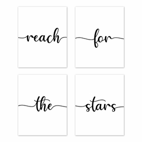 Inspirational Quote Collection  Wall Art Prints - Set of 4 - Reach for the Stars