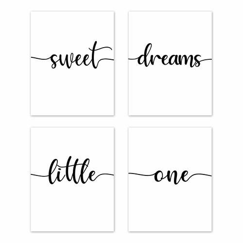 Inspirational Quote Collection  Wall Art Prints - Set of 4 - Sweet Dreams