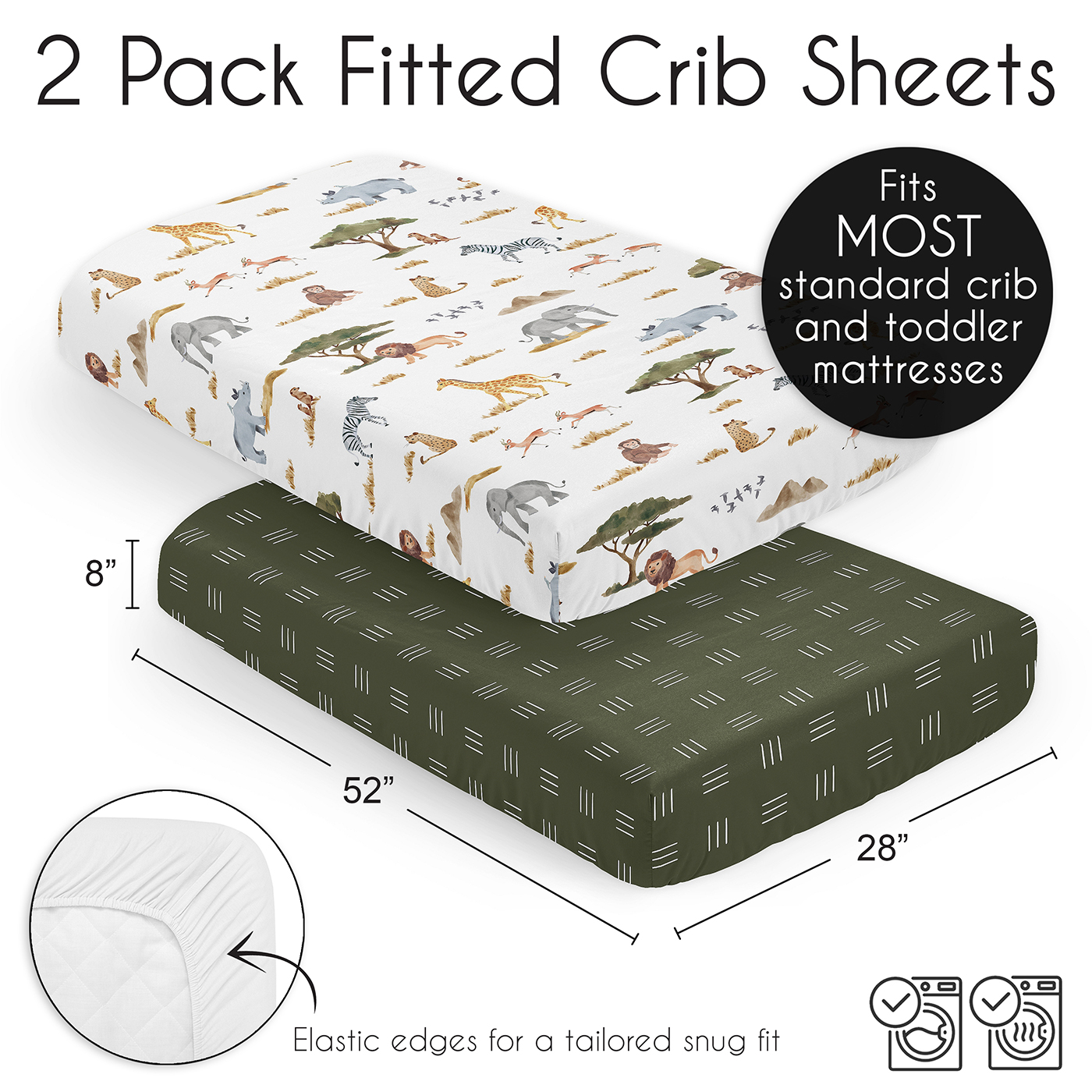 Jungle Collection 2 Pack Crib Sheets