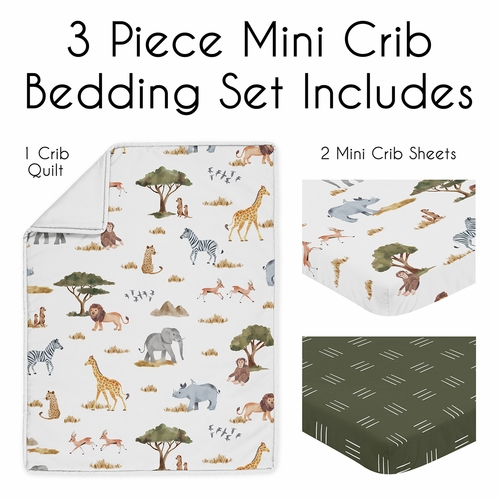 Jungle Collection 3 Piece Mini Crib Bedding Set - alt image 1