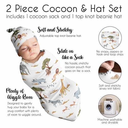Jungle Collection Baby Cocoon and Beanie Hat - 2 Piece Set - alt image 5