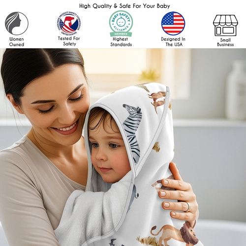 Jungle Collection Hooded Baby Towels - Toddler Bath Towel - alt image 1