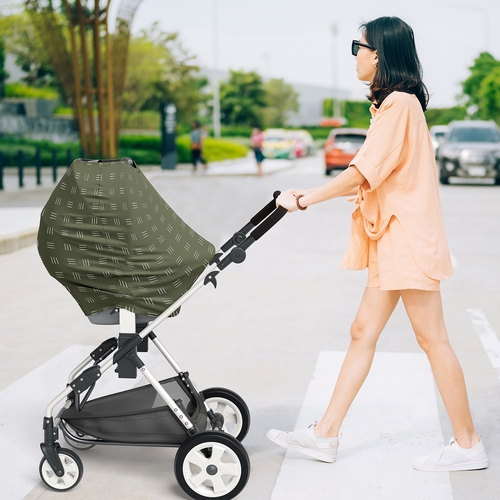 Jungle Collection Multi Use Baby Car Seat and Nursing Cover - Hatch Print - alt image 2