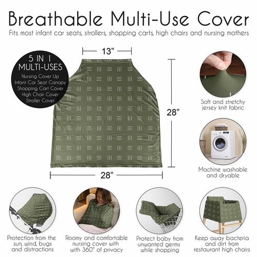 Jungle Collection Multi Use Baby Car Seat and Nursing Cover - Hatch Print - alt image 5