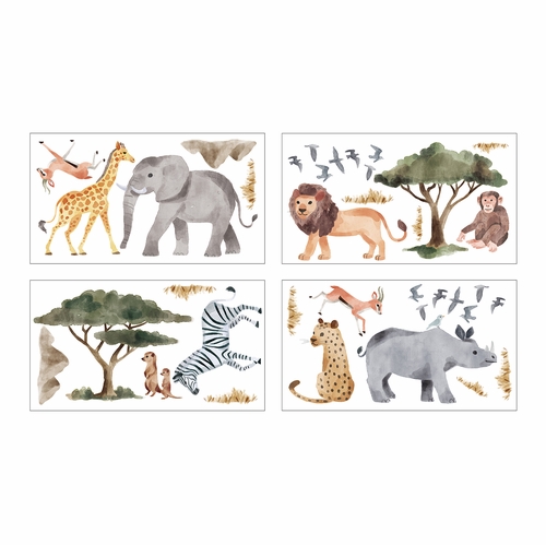 Jungle Collection Peel and Stick Wall Decal Stickers - Set of 4 Sheets - alt image 1