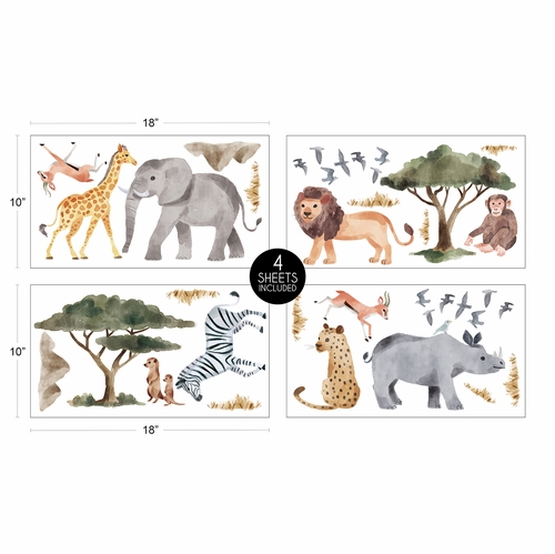 Jungle Collection Peel and Stick Wall Decal Stickers - Set of 4 Sheets - alt image 3