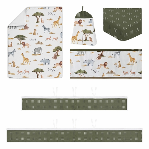 Jungle Collection Sweet Jojo Designs 6 Piece Crib Bedding + BreathableBaby Breathable Mesh Liner - alt image 1