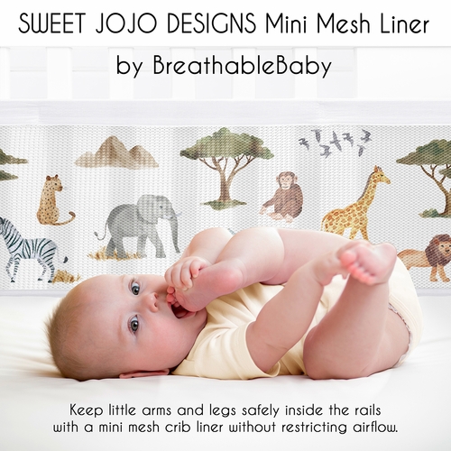 Jungle Collection Sweet Jojo Designs + BreathableBaby Breathable Mini Mesh Crib Liner - alt image 2