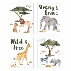 Jungle Collection Wall Art Prints - Set of 4 - Brave