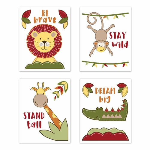 Jungle Time Collection Wall Art Prints - Set of 4