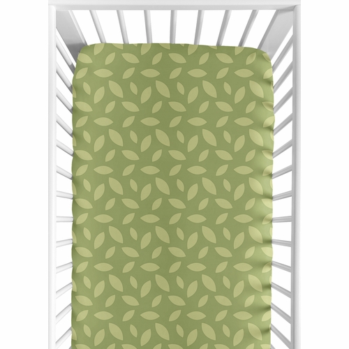 Jungle Time Crib Sheet - Green Leaf Print - alt image 1