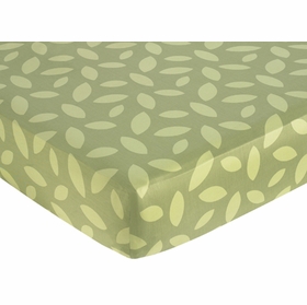 Jungle Time Crib Sheet - Green Leaf Print