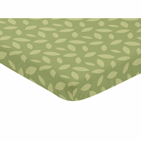 Jungle Time Mini Crib Sheet - Green Leaf Print