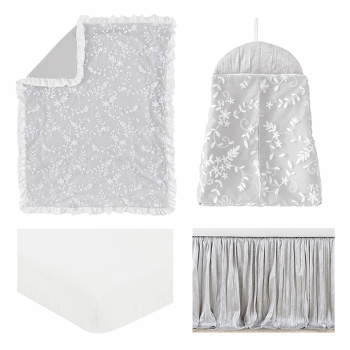 Lace Grey Collection 4 Piece Crib Bedding - alt image 1