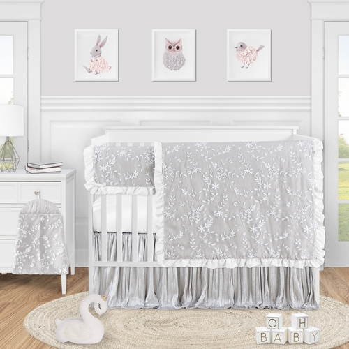 Lace Grey Collection 5 Piece Crib Bedding
