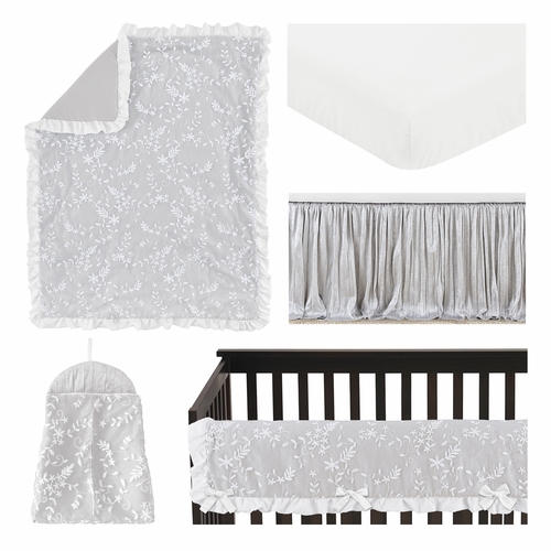 Lace Grey Collection 5 Piece Crib Bedding - alt image 1