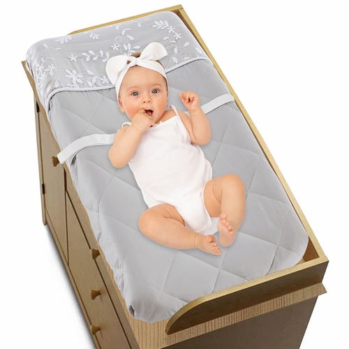 Lace Grey Collection Changing Pad Cover - alt image 2