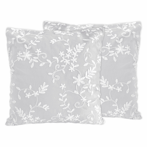 Lace Grey Collection Decorative Accent Throw Pillows - Set of 2