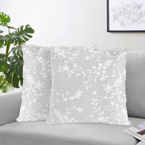 Lace Grey Collection Decorative Accent Throw Pillows - Set of 2 - alt image 1